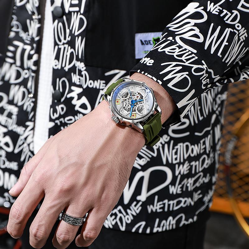 Автоматические механические часы мужские роскошные брендовые часы из нержавеющей стали скелетон мужские светящиеся часы Relogios Masculinos