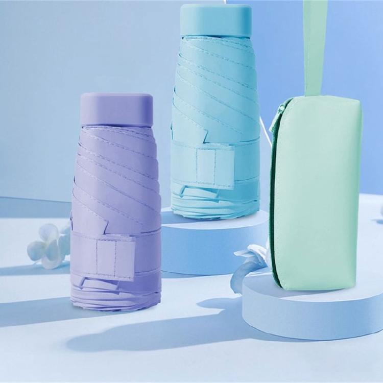 Small Rain and Sun Umbrella Pocket Size Rain Cover with Storage Box Foldable