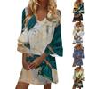 Женское модное темпераментное элегантное мини-платье с v-образным вырезом и рукавами 3/4 со свежим цветочным принтом
