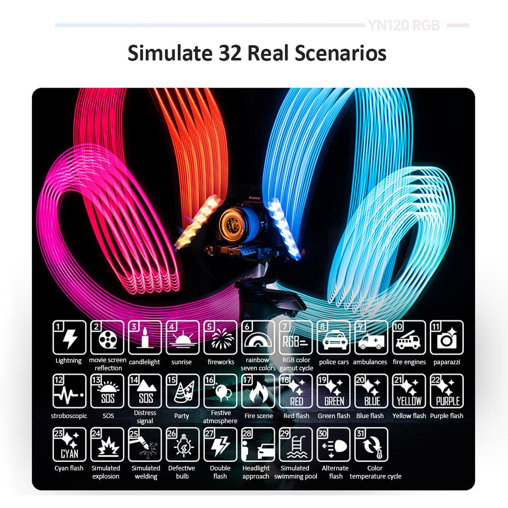 YONGNUO YN120 8 Вт RGB лампа для фотосъемки, двухцветная светодиодная лампа, карманная лампа для видеоблога, цвет 2500K-9900K