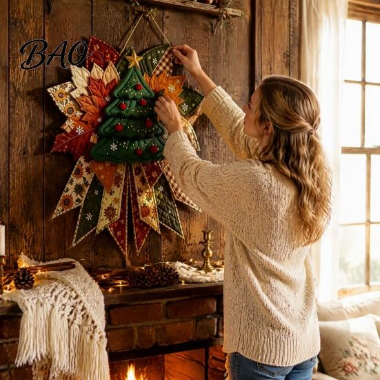 Customizable Holiday Party Favors Christmas DIY Quilted Bow Sewing Craft Kit, Pre-cut Patchwork Fabric Art for Set, Door Hanger Wall Mantel Home Decor