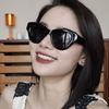 Черные солнцезащитные очки «кошачий глаз» Интернет-знаменитость, элегантные женские солнцезащитные очки в уличном стиле вогнутой формы, текстура, корейская версия, легкая роскошь