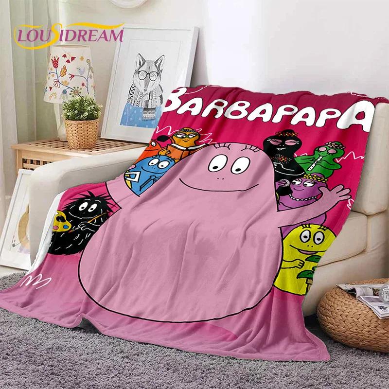 3D Cartoon Les Barbapapa Family Soft Blankets,Keep Warm Throw Blanket Comfortable Blanket for Picnic Beds Sofa Home Bedroom Kids
