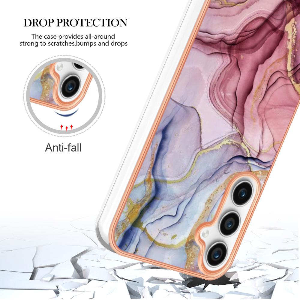 For Samsung Galaxy S24 FE TPU Case Marble Pattern 2.0mm Electroplating Phone Back Cover