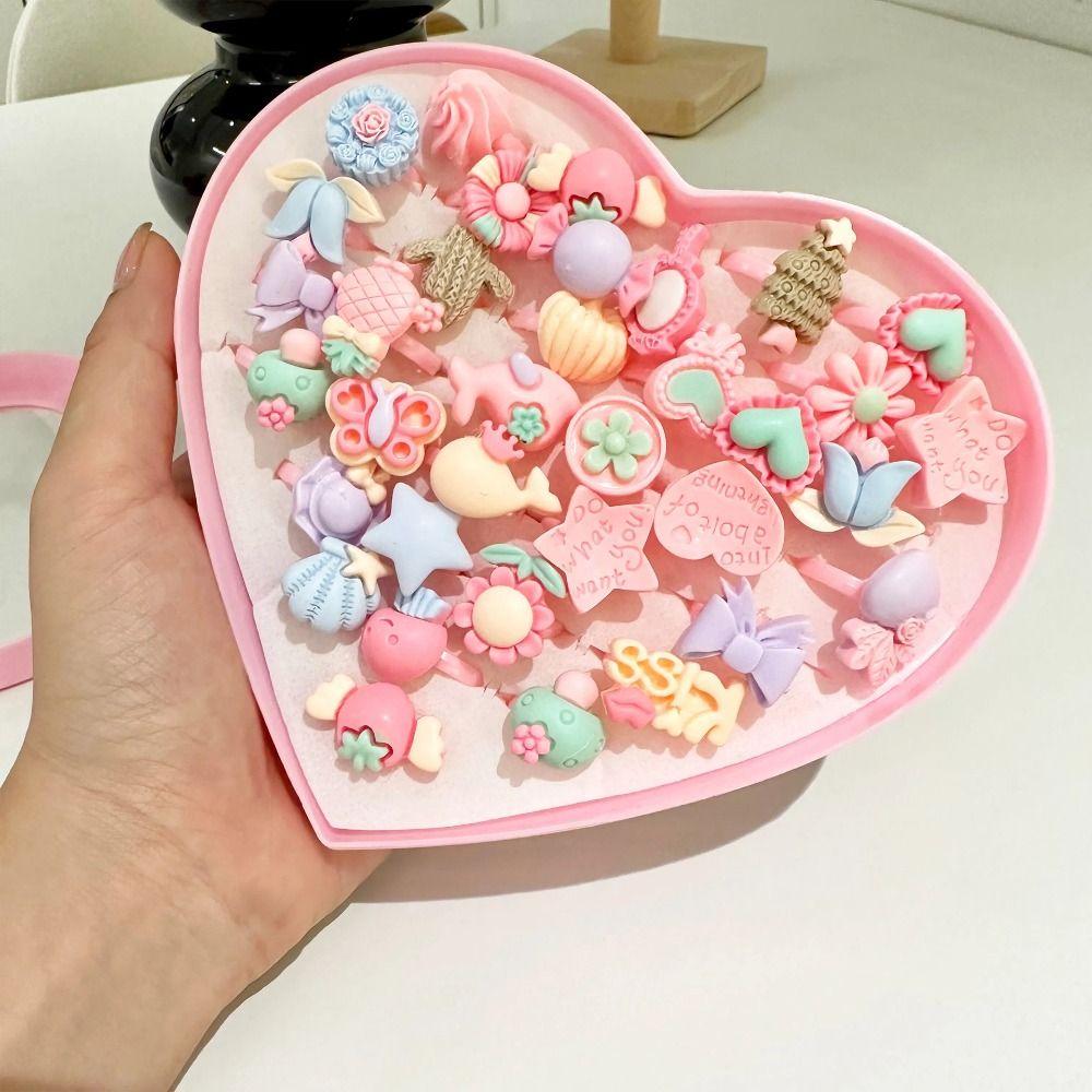 36 шт. набор колец-цветков из смолы розовое детское кольцо принцессы для девочки