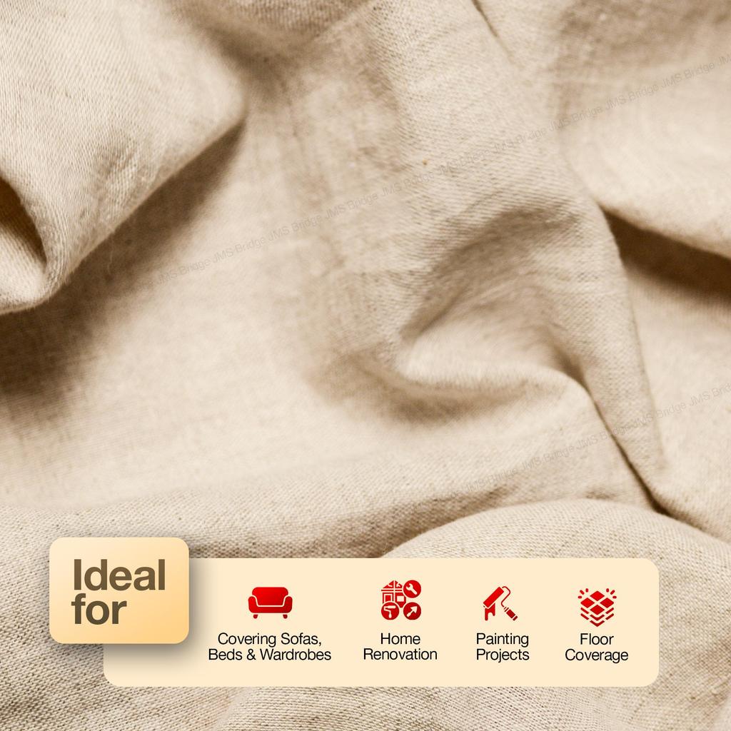 2 x JMS Bridge Heavy Duty Canvas Dust Sheet 12ft x 9ft – Professional Cotton Drop Cloth for Painting, Decorating, Renovation & Moving – UK