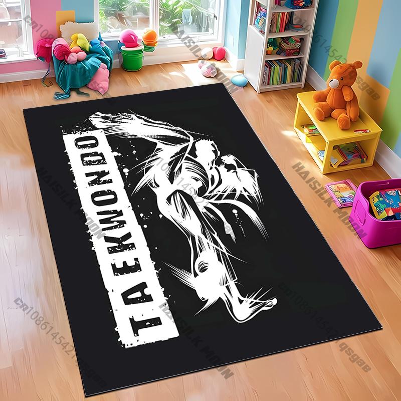 Colorful Karate Silhouette Rug for Sports Spaces carpet for home sofa bedroom, gift