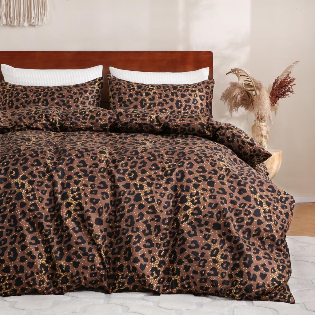 Золотой Черный Леопардовый Принт Пододеяльник Твин Квин Кинг Африканское Сафари Животное Гепард Постельное Белье Комплект Реверсивный Геометрический Чехол для Одеяла