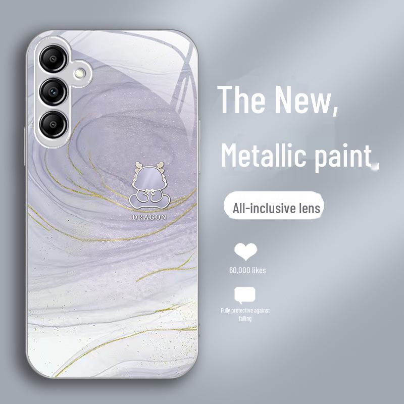 Чехол для Samsung A14/A22/A31 с позолоченным стеклом Dragon Year - S21 High-End Niche Option