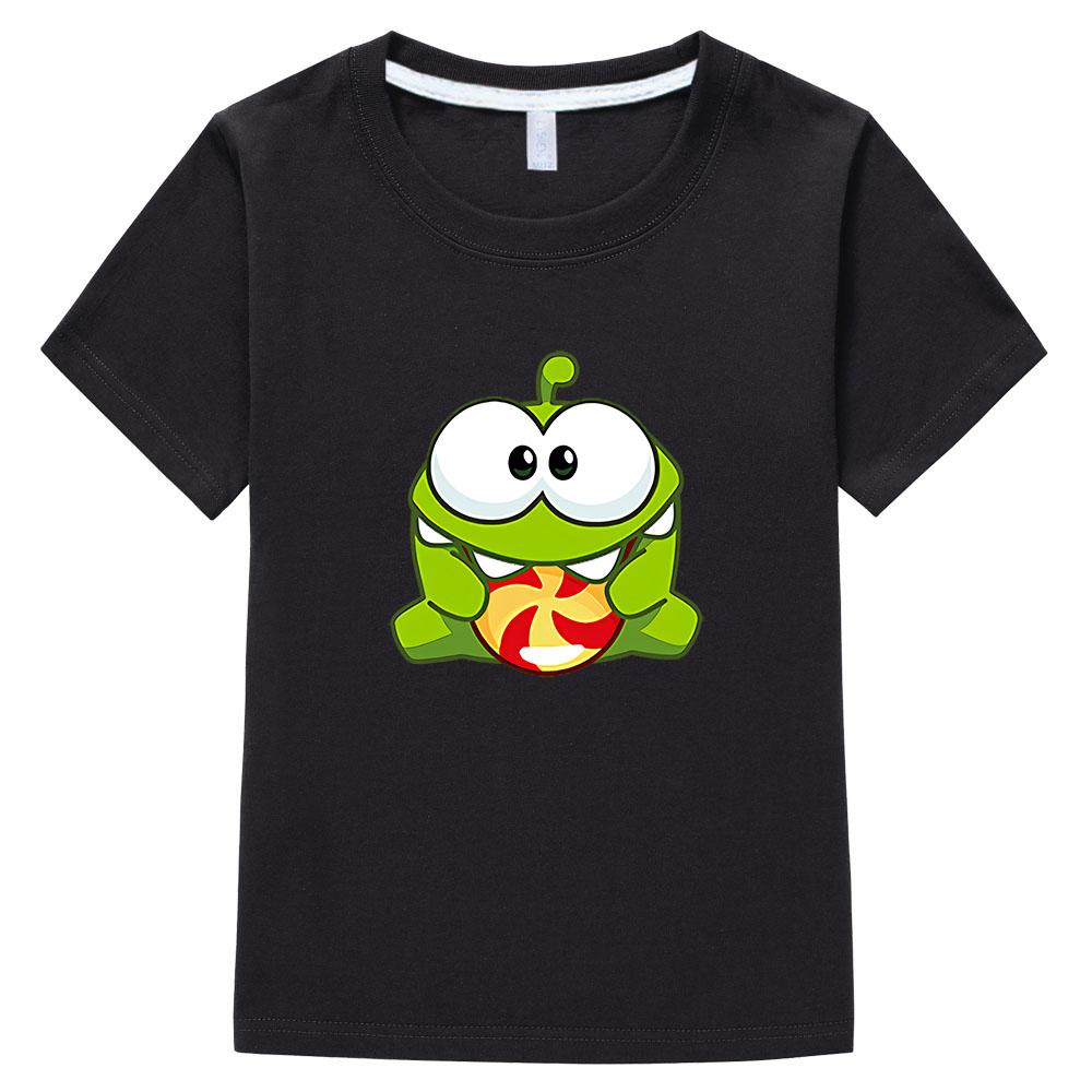 Детские мультяшные футболки The Rope Om Nom с принтом лягушки, детские топы, одежда для мальчиков, летние футболки с коротким рукавом, одежда для девочек