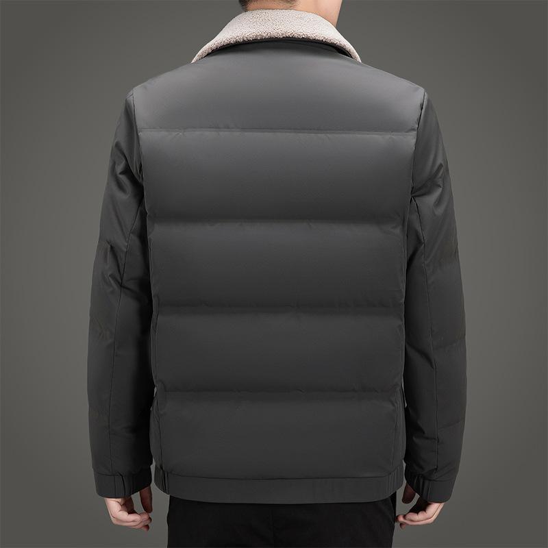 Мужская куртка-пуховик осень-зима новый стиль съемный воротник из овечьего меха повседневная теплая куртка-пуховик