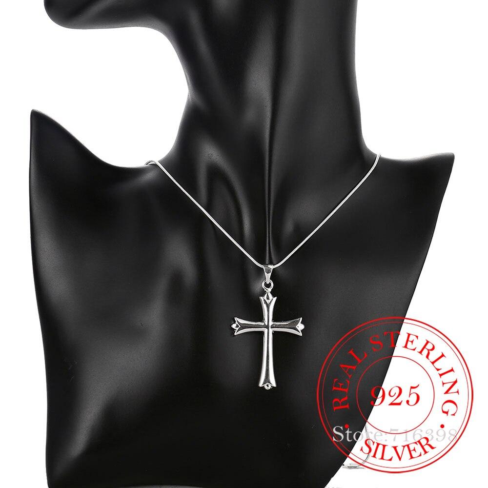 Ожерелье из стерлингового серебра 925 пробы, простое модное ожерелье с подвеской в виде креста, серебряная цепочка для женщин и мужчин, ювелирные изделия, подарки