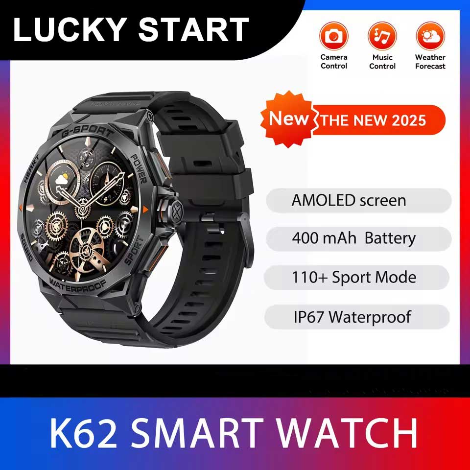 1,43" AMOLED Экран Спортивные Смарт-часы для улицы Мужские Женские K62 Смарт-часы Наручные часы Электронные Наручные часы Фитнес-браслет