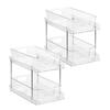 2 Pack Clear Bathroom Organizers 2 Tier Pull Out Multi Purpose Plastic Drawer Storage for Under Sink Kitchen