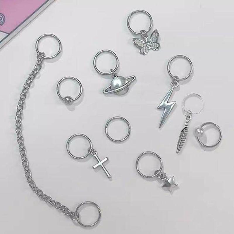 Dreadlock Metal Ring Buckle Concert Hair Accessory, Hip-Hop Style Hair Ornament, Trendy Cool Hair Accessory, European and American Style Hair Buckle