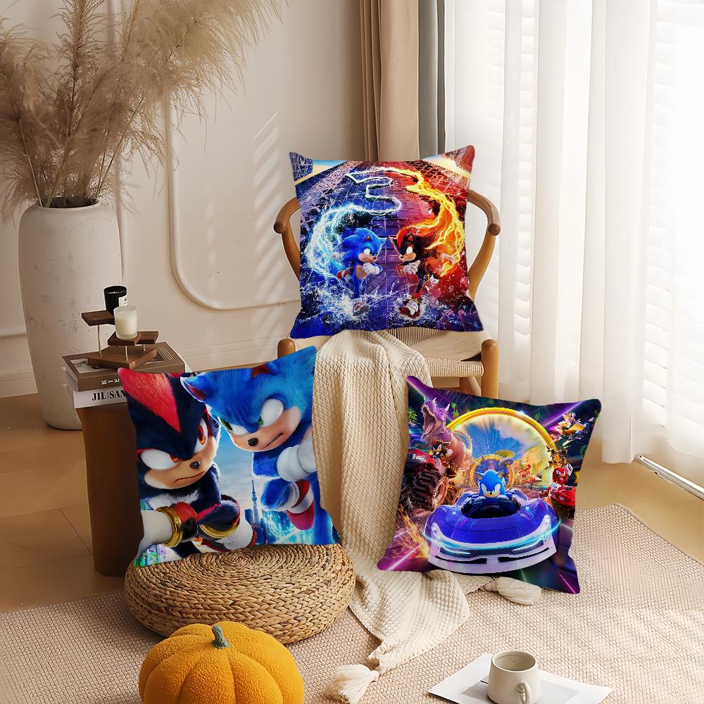 Чехол для подушки из фильма S-Sonic Ёжик 3 Декор для дома Наволочка Подходит для спальни Автомобиля Офиса Дивана