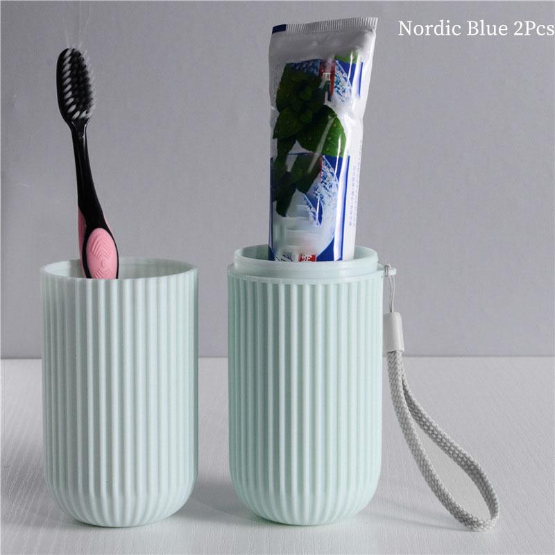 Дорожная полосатая коробка для зубных щеток, портативный стаканчик для полоскания рта, набор зубных щеток, набор для зубов, баночка для зубов Nordic Simple