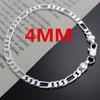 Charms 4MM Classic Geometry Chain 925 Stamped Silver Bracelet Necklace for Men Women Jewelry Set Fashion Party Christma Gifts