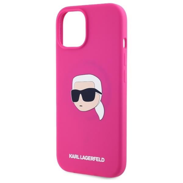 Karl Lagerfeld Klhmp15Sskhpplf Iphone 15 6.1 Fuksja/Fuschia Hardcase Silicone Karl Head Print Magsafe