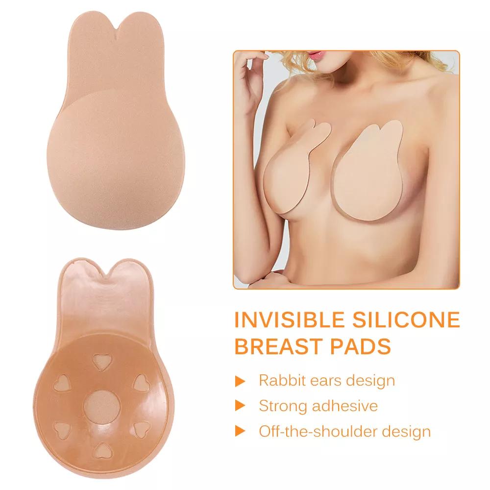 Womens Waterproof Rabbits Shape Black Lady Push up Strapless Silicone Self Adhesive Stickly Breast Lift up Ear Rabbit Bra