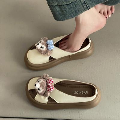 Мультяшная сумка, шлепанцы, женская летняя мода, универсальная верхняя одежда, темперамент интернет-знаменитости, толстая подошва, Ширли Мэй, на плоской подошве, c