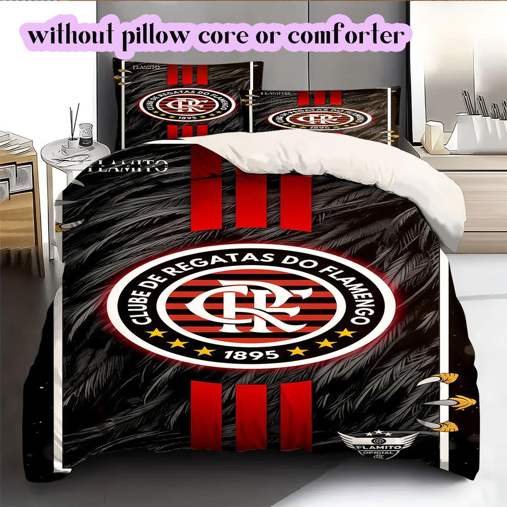 Flamengo football soccer Pattern Bedding,Quilt Set Quilt Cover Pillowcase Home Birthday Gift (1*duvet cover+2*pillowcase,without core)