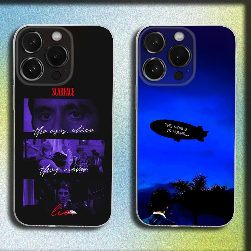 Movie S-Scarfaces Tony M-Montana Phone Case For iPhone 16,15,14,13,12,11 Plus,Pro,Max,XR,XS,Plus,SE,Mini Transparent Soft Cover