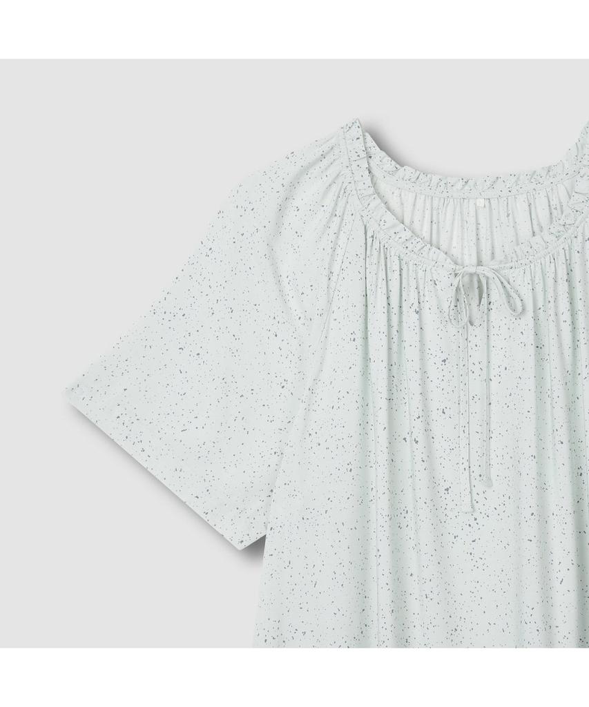 Женское короткое платье-пижама Jaju из вискозы в горошек_Светло-мятный