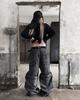 Loeolingladeu W. Washed Flip Knee Denim Pants Black