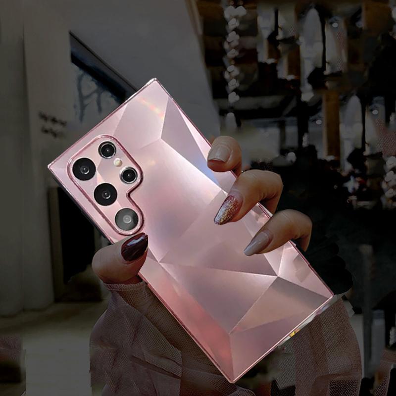 Чехол с лазерным блестящим ромбовидным узором для Samsung Galaxy A54 A34 A24 A14 A73 A53 S22 S23 S24 Ultra Plus iPhone 15 14 13 Pro Max Жесткий мягкий чехол