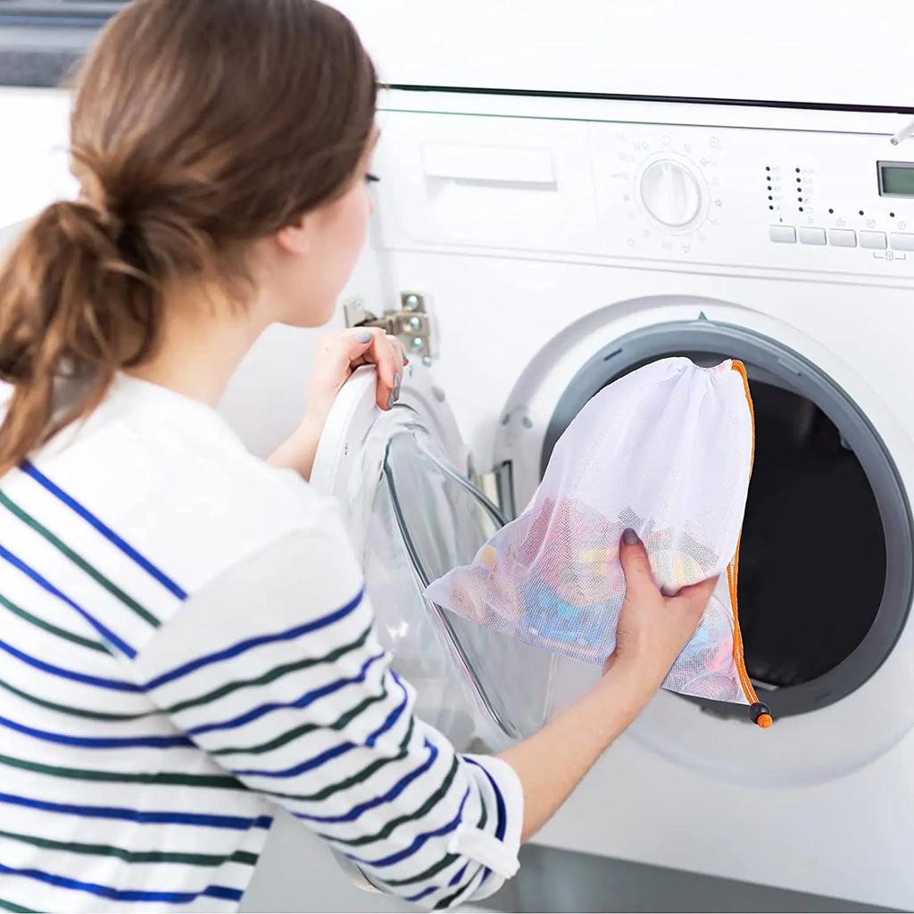 5pcs/set Reusable Produce Mesh Bags Eco Friendly Fruit Vegetable Bags for Kitchen Storage Net Merchandise Bags with Drawstring