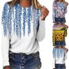 Women's Fashion Casual Long Sleeve Print Round Neck Pullover Top Blouse