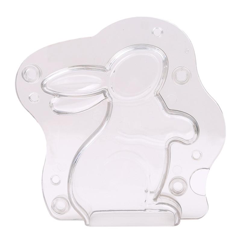 3D Easter Bunny Plastic Chocolate Mold Polycarbonate Rabbit Candy Mold Easy DIY Gift For Easter
