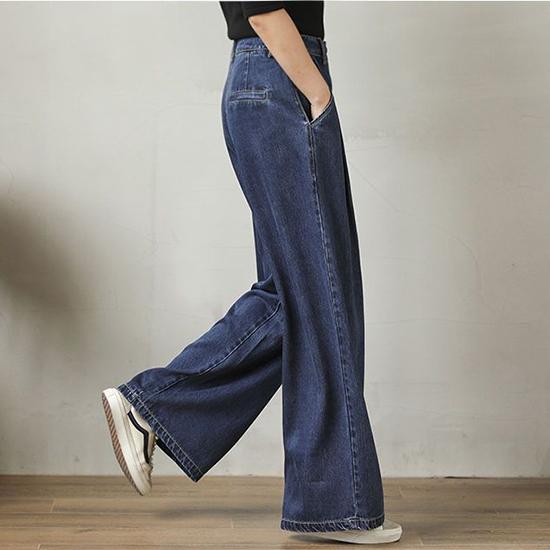 Nostalgic Jeans, Retro High Waisted Slimming Fashion Women's Wide Leg Pants, Loose Casual Pants, Denim Pants