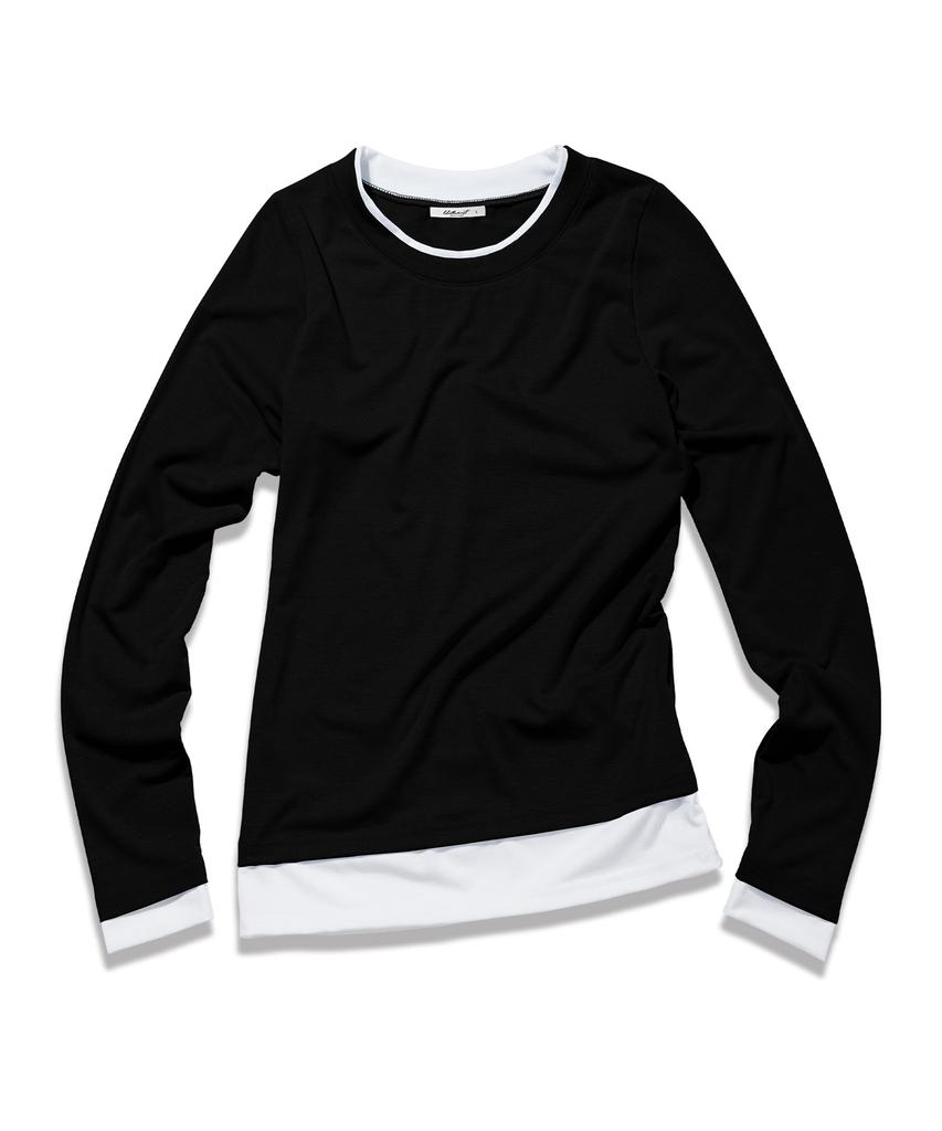 LIKE THE MOST Basic Line Layered T-Shirt_Black