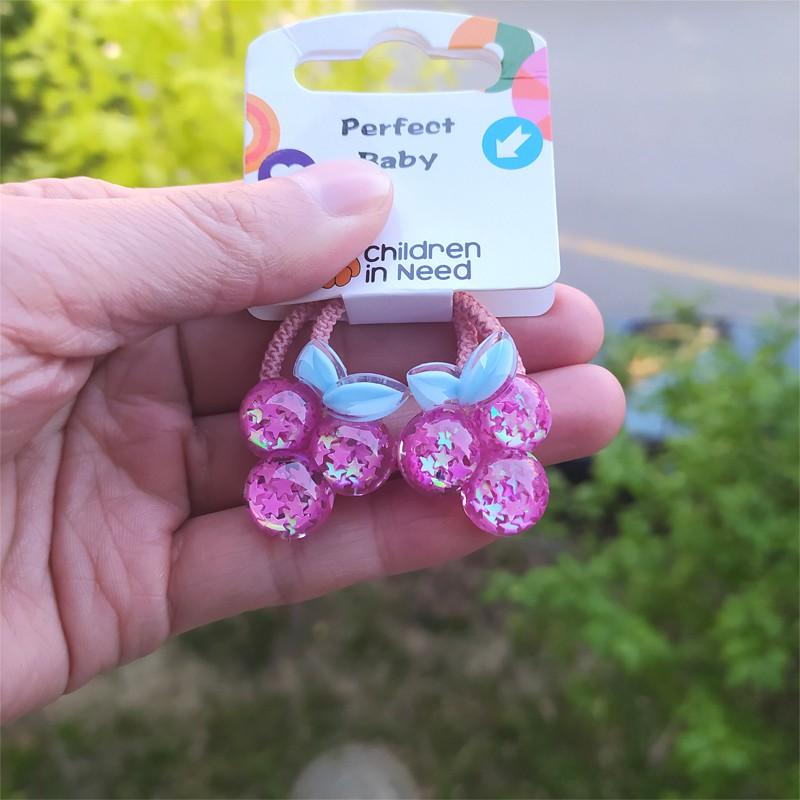 Милые мультяшные эластичные резинки для волос для детей с дизайном звезды, цветка и винограда - 2 штуки