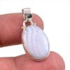 Natural Blue Lace Agate Gemstone Handmade 925 Solid Silver Pendant 1.50" T3P52