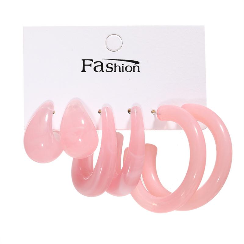 Fashion Colorful Resin Earrings Set  Pearl Hoop Candy Color 2021 New Style for Women Flower Heart Butterfly Cross Earrings