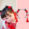 Braid Hair Children Wig Headband Flower Hanfu Hair Sticks Simple Red Bow Hairband  Baby