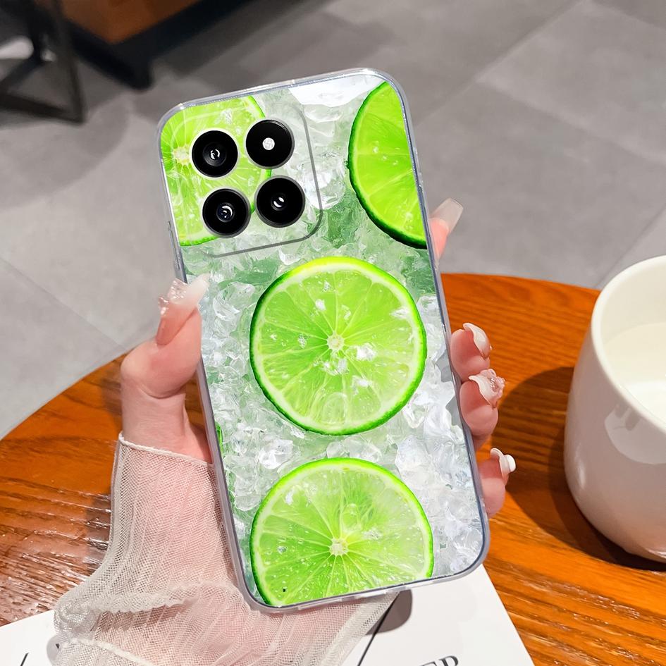 Чехол для телефона для Xiaomi Poco X6 F5 14 Pro C50 C51 Capa с фруктовым узором Высокое качество ТПУ Мягкий силиконовый противоударный прозрачный бампер для Xiaomi Shell