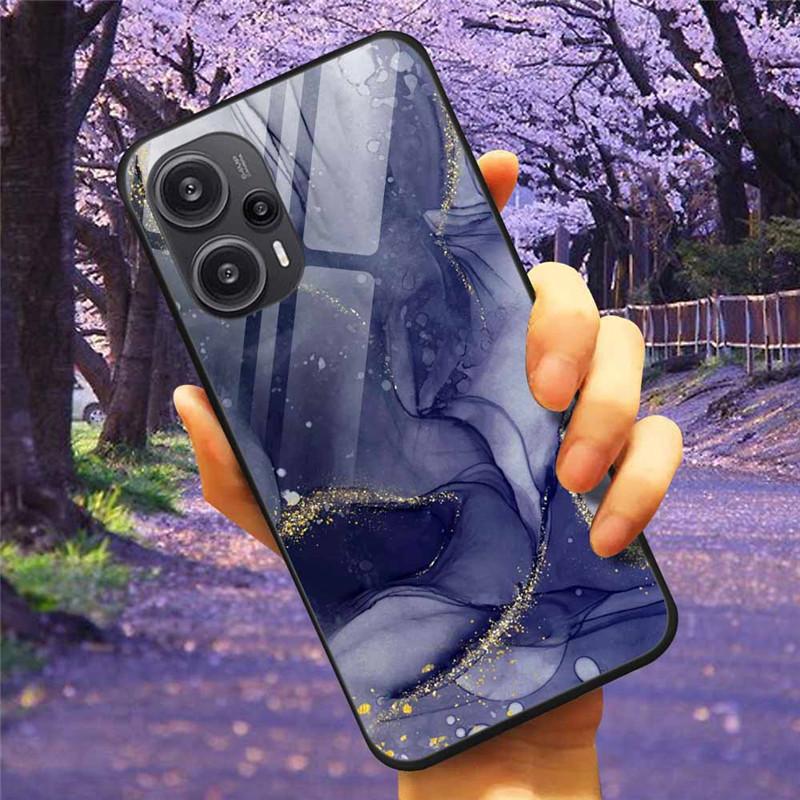 Для Xiaomi Poco F5 5G / F5Pro Чехол Закаленное Стекло Озеро Луна Жесткая Защитная Крышка для POCO F5 Pro Capas Funda на PocoF5 Роскошный Coque