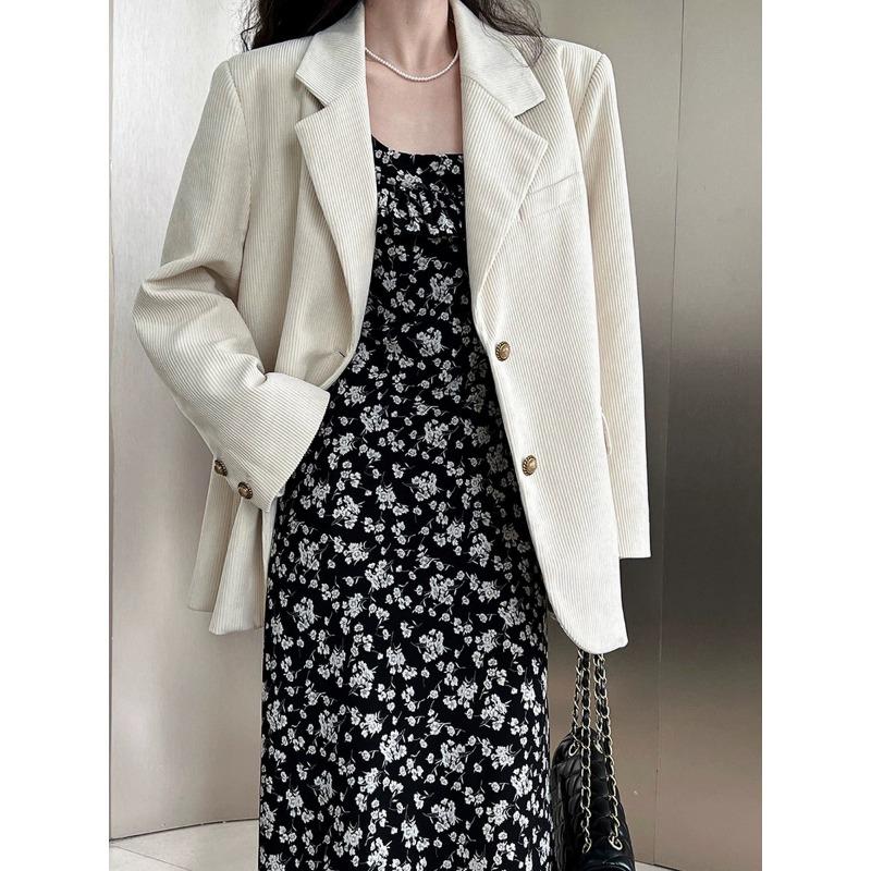 Женский однобортный пиджак из вельвета карамельно-коричневого цвета, модный пиджак свободного кроя в европейском стиле, однотонный цвет