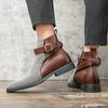 Winter Luxury Chelsea Boots Men's Leather Shoes Khaki Grey Colorblock Men's Ankle Boots Brands Autumn Winter Men's Shoes