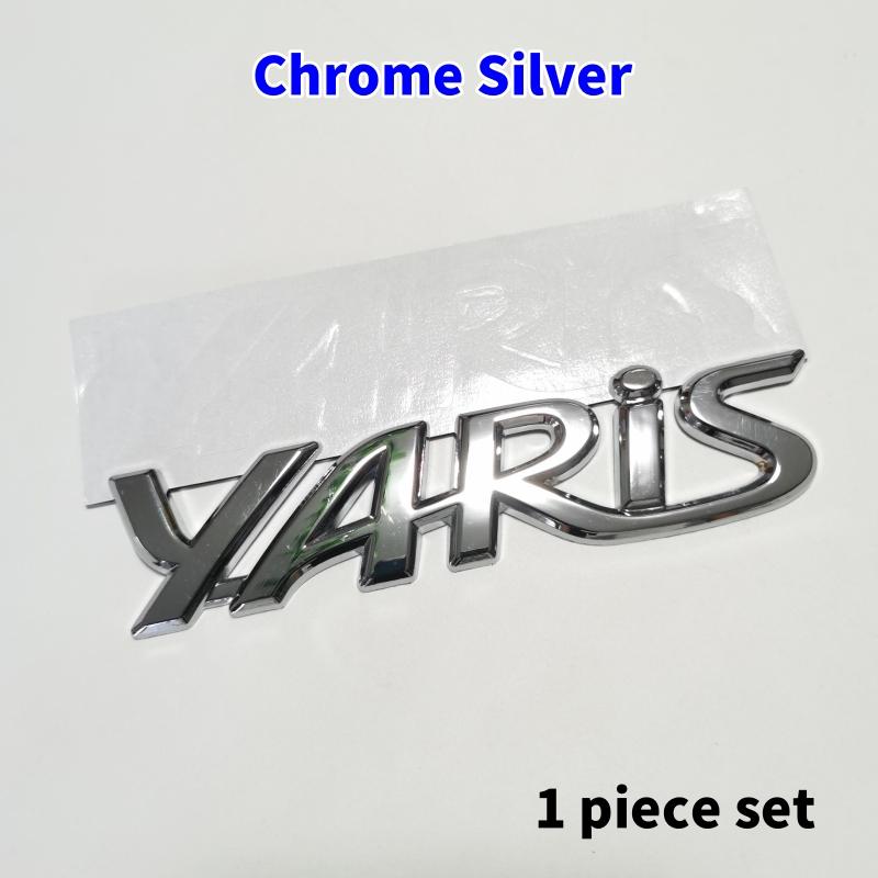BAWI7 3D Metal Yaris Logo Emblem Badge Matte black Chrome Plated Trunk Letter Sticker For Toyota Yaris Car Exterior Decor Accessories