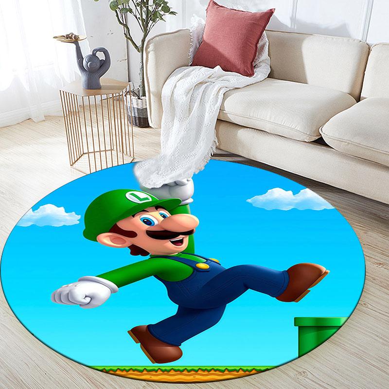 Luigi pattern round rug,Carpet Rug for Living Room Bedroom Playroom ,Non-slip Floor Mat,Holiday Gifts and Birthday Gifts.