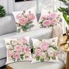 Розовая и Белая Наволочка с Принтом Роз Домашний Декор Спальня Гостиная Диван Украшение Полиэстеровая Наволочка на Подушку с Молнией