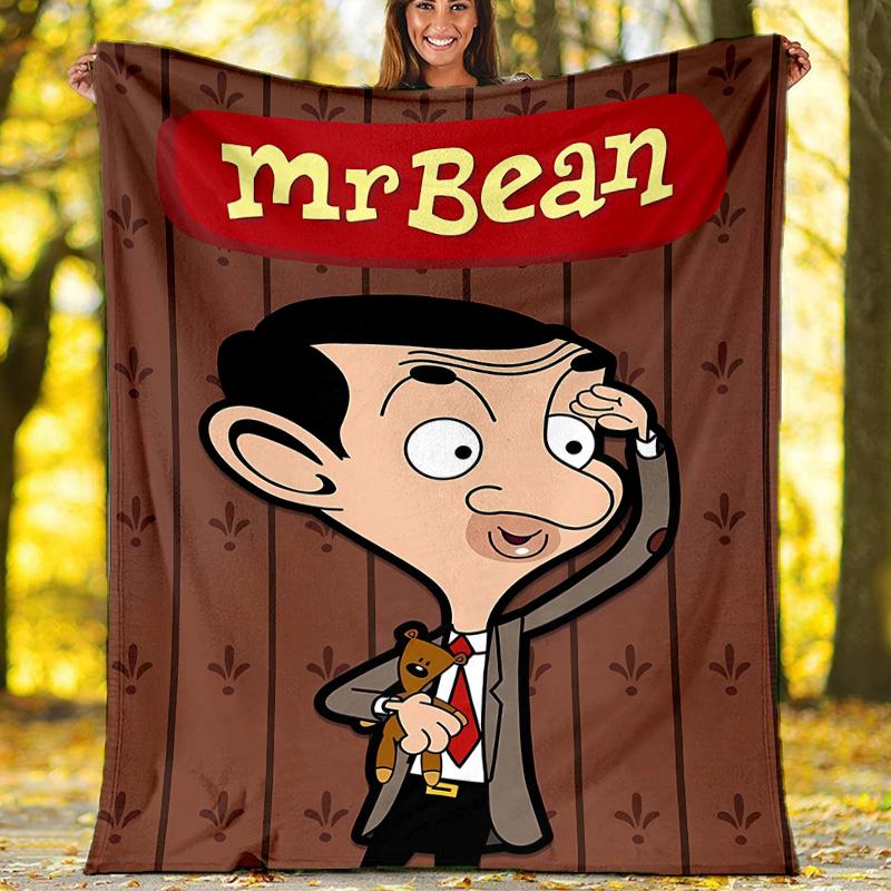 1pc Mr Bean1 Theme Blanket - Digital Print, Polyester, Cozy for All Seasons, Perfect for Outdoor, Camping, and Travel