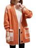 Cardigan Pattern Plain Ribbed Button Loose Warm Coat Cold Protection Long Sleeve Thick Thick Cardigan Warm Cardigan Warm Fluffy Soft Soft Casual Adult