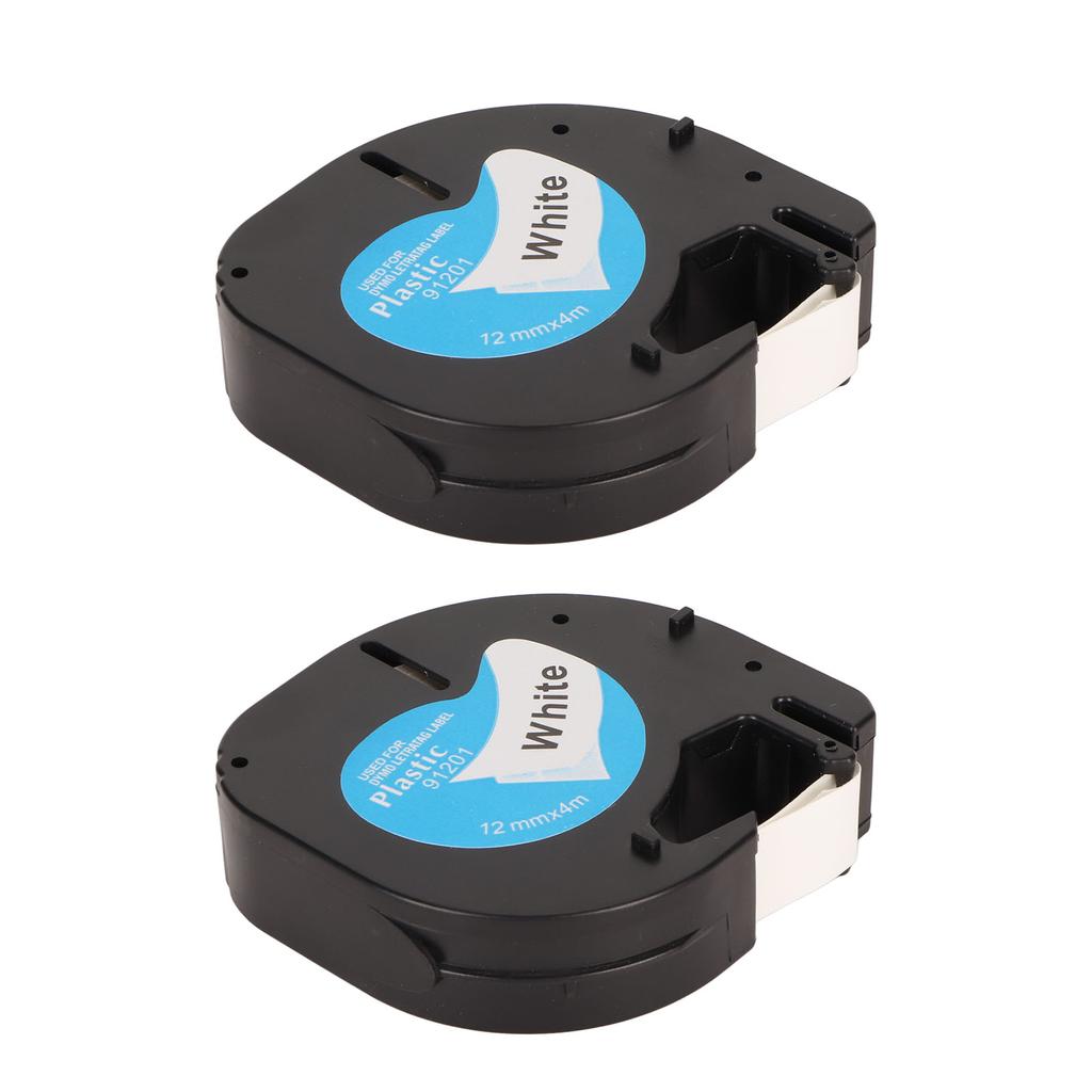 2 шт. Лента для этикеток шириной 12 мм, длиной 13 футов, водостойкая, маслостойкая, черная на белом, этикетировочная лента для L