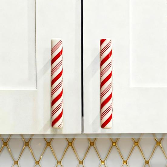 2/8/16 шт. Декоративные накладки для фурнитуры Рождественские мятные накладки на ручки шкафов Красные эластичные накладки на ручки